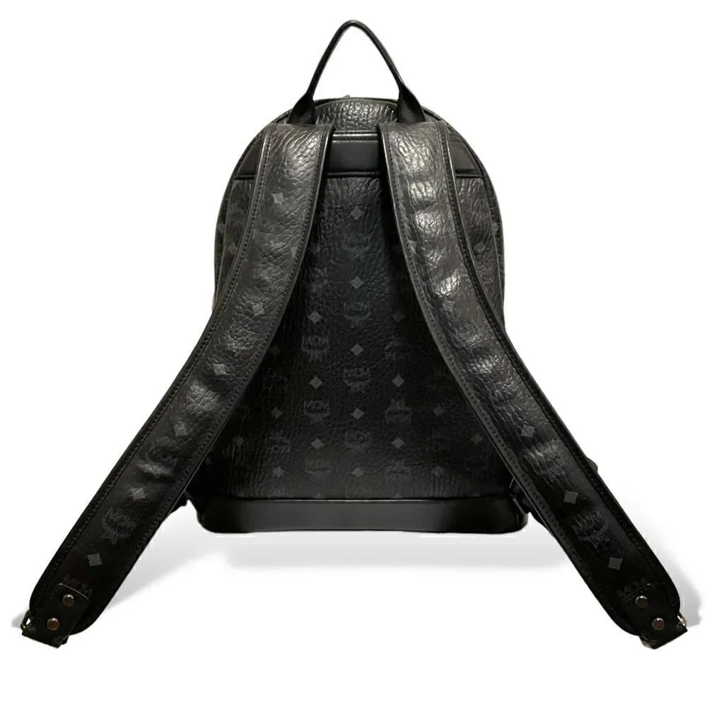 MCM Blk/Gry Monogram Stark Side Studs Backpack in Visetos |Size: 42.5cm|